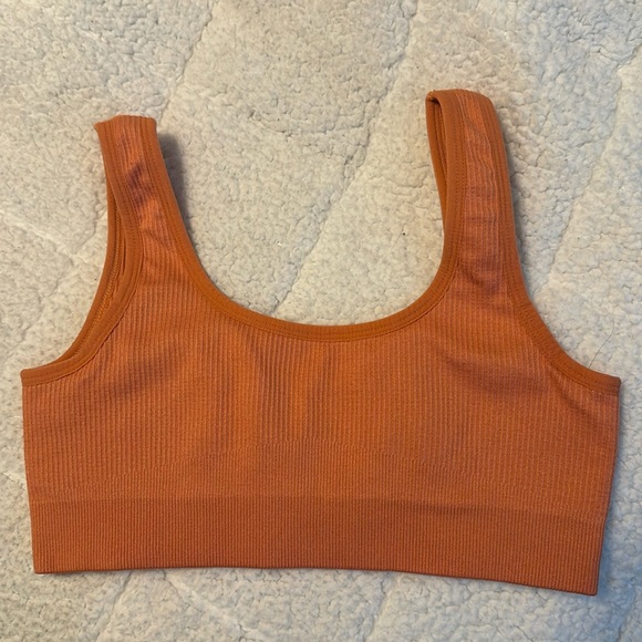 Orange ribbed sports bra - Picture 1 of 2